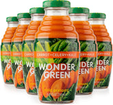 Wonder Green carrot celery kale bottle for daily hydration with organic juice.