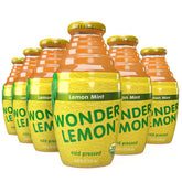 Wonder Lemon Organic Lemon Mint juice bottle front shows crisp, refreshing flavor