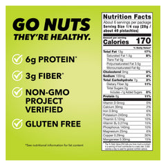 Close-up of Wonderful Pistachios No Shells Dill Pickle roasted nuts in a resealable bag.
