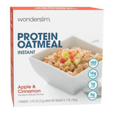 WonderSlim Instant Protein Oatmeal Apple Cinnamon packaging for gluten-free convenience.