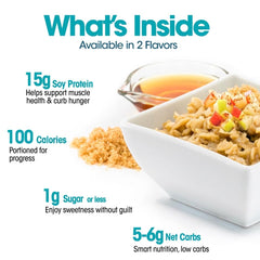 WonderSlim Instant Protein Oatmeal Apple Cinnamon served in a bowl for a satisfying breakfast.