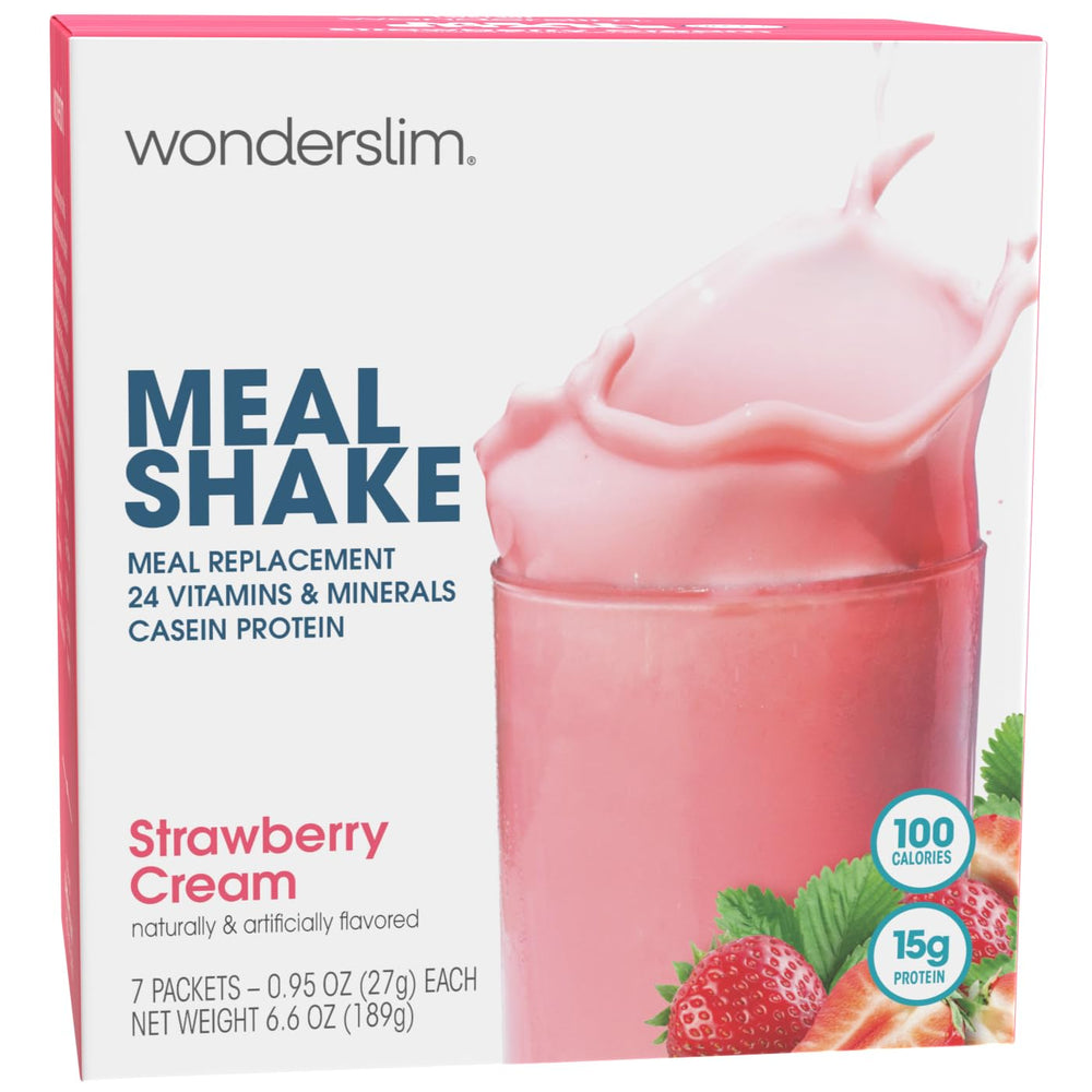 WonderSlim meal replacement shake strawberry cream cup for convenient on-the-go nutrition