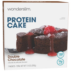 WonderSlim Protein Cake Mix Double Chocolate packaging showing a quick snack option