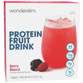 WonderSlim Protein Fruit Drink Berry Blend bottle showing a fat-free, keto-friendly option for on-the-go hydration.