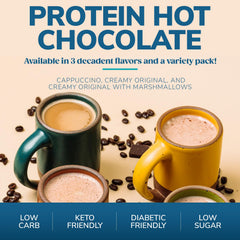 WonderSlim protein hot chocolate mix in a resealable container for easy prep