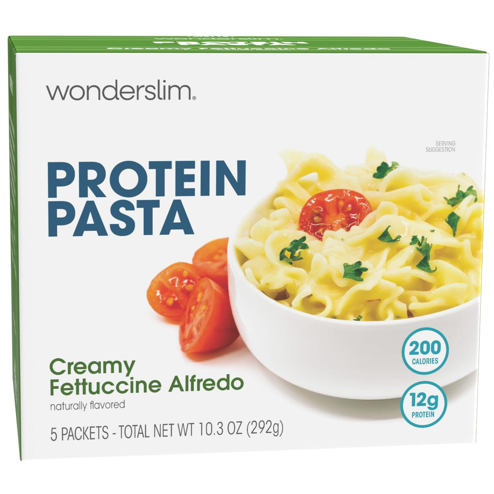 WonderSlim Protein Pasta box showing convenient packaging for quick meals