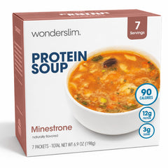 WonderSlim Minestrone box packaging for quick protein meals.