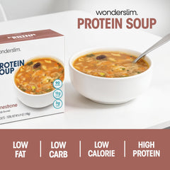 WonderSlim Minestrone ingredients closeup shows real vegetables and texture.