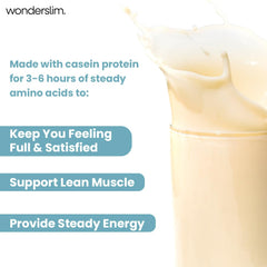 WonderSlim Vanilla Cream ingredients panel reveals 15g protein and essential vitamins.
