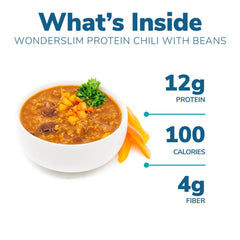 WonderSlim vegetarian chili with beans close-up highlighting hearty texture and fiber