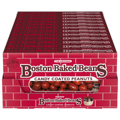 Wonka Boston Baked Beans box close-up, candy-coated peanuts in focus for sharing