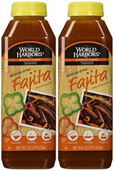 World Harbors fajita sauce bottle-16oz, 2-pack, ideal for chicken or beef fajitas.