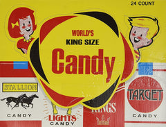 Worlds King Size Candy Cigarettes closeup, melt-in-your-mouth texture for nostalgia.