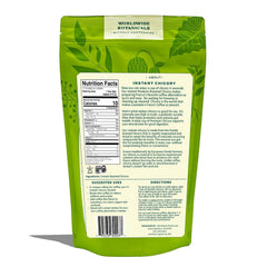 Worldwide Botanicals chicory cup with instant mix illustrating quick, low-acidity coffee alternative.