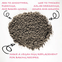 Worldwide Botanicals ground chia forms a gel for fiber-rich snacks.