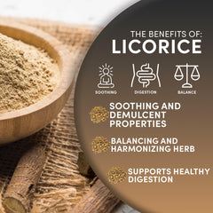 Worldwide Botanicals licorice root tea brew in cup delivering soothing, balanced notes.