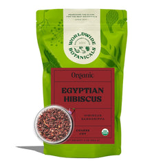 Worldwide Botanicals Organic Hibiscus Tea loose leaf ready for brewing