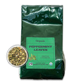 Worldwide Botanicals peppermint leaves close-up, pure aroma ready for tea.