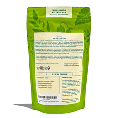Worldwide Botanicals peppermint leaves close-up highlighting essential oils.