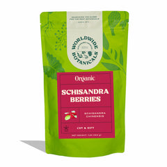 Worldwide Botanicals Schisandra tea-cut berries ready for infusion and tea.
