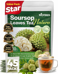 WOTIHA 45-count soursop tea bags packaging for daily use.