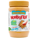 WOWBUTTER jar highlights a creamy peanut-free spread ideal for school lunches.