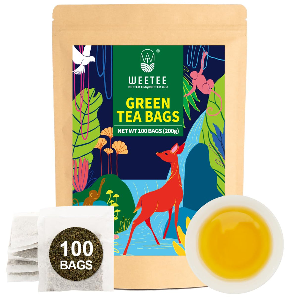 WT WEETEE Green Tea Bags in kraft packaging, eco-friendly and easy to store.