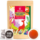 WT WEETEE Organic Decaf Black Tea Bags packaging in recyclable kraft bag for eco-friendly storage.