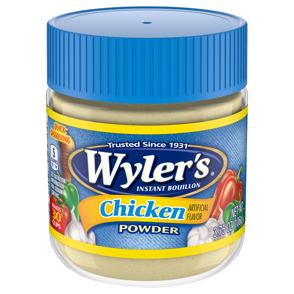 Wyler's instant bouillon chicken powder jar ready for quick flavor boosts.