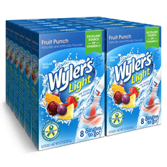 Wyler’s Light Fruit Punch packet being poured into a glass for hydration.