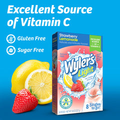 Open packet showing strawberry lemonade flavor of Wyler's Light.