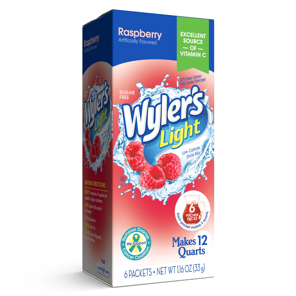 Wyler's Light Raspberry Pitcher Packs pour into water for a sugar-free flavor.