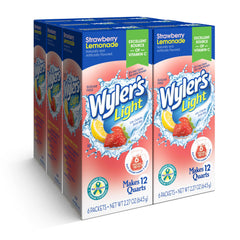 Wyler's Light strawberry lemonade pitcher packs being mixed to flavor water sugar-free