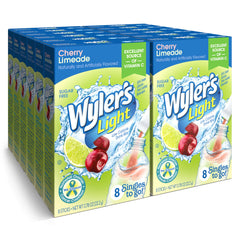 Wyler's Light Cherry Limeade Singles To Go box-front showing a convenient hydration option.
