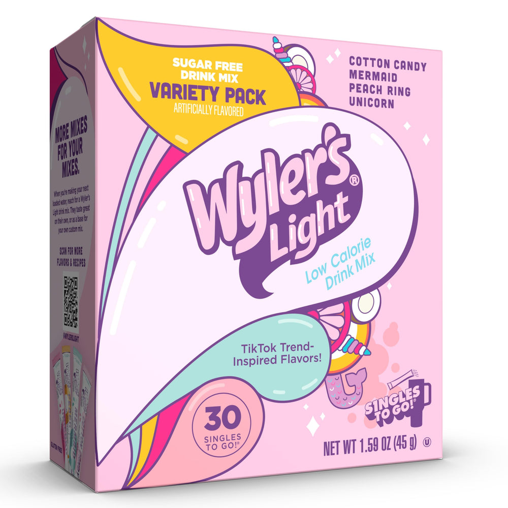 Wyler's Light Singles To Go Cotton Candy stick flavor close-up for on-the-go hydration