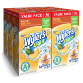 Wyler's Light Peach Iced Tea packet ready to mix for on-the-go hydration.