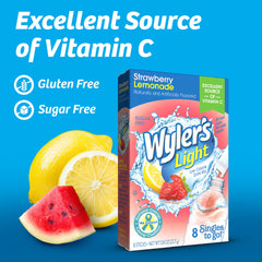 Glass of water with Wyler's Light Watermelon Lemonade mix for quick flavor