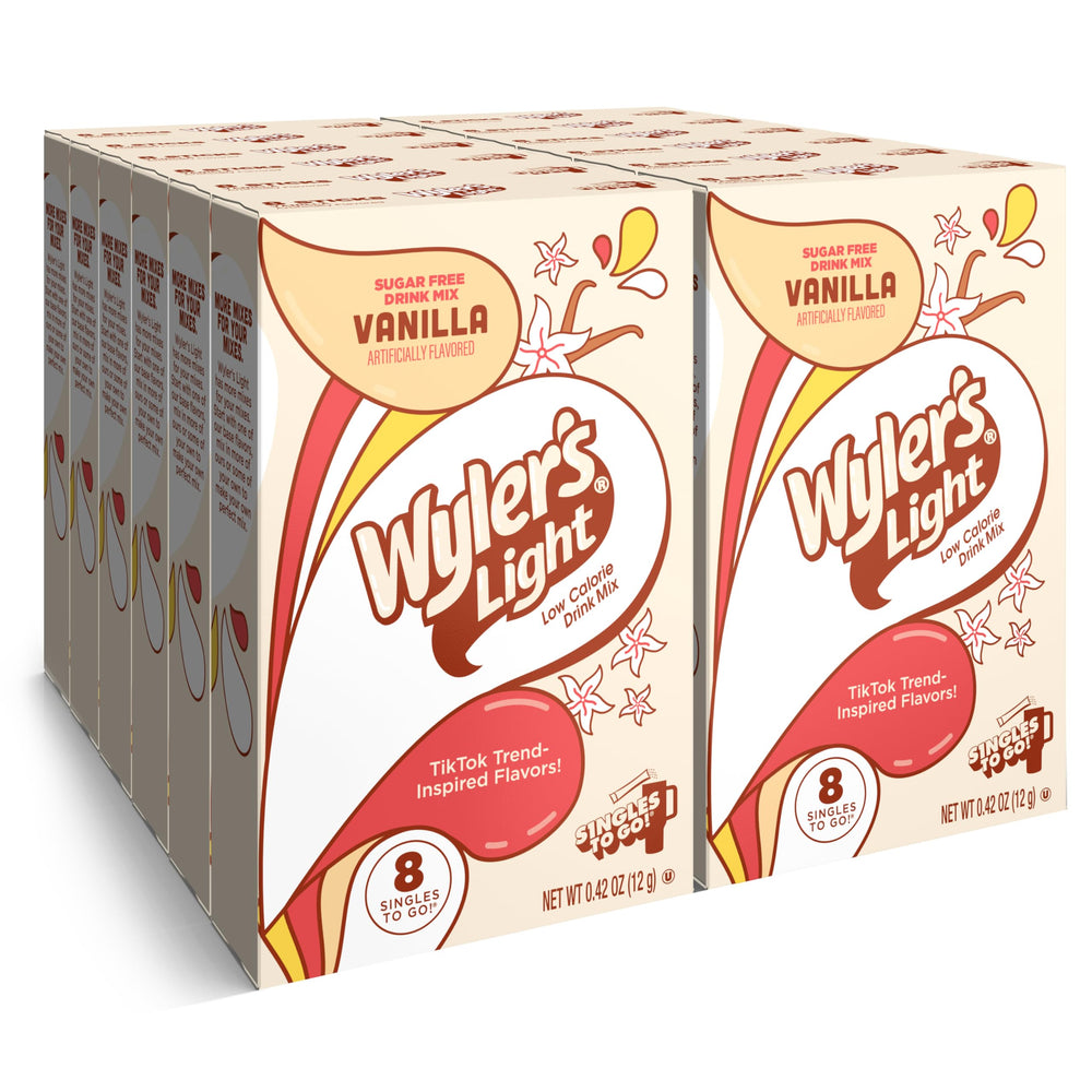 Wyler's Light Watertok Vanilla packet close-up, convenient for quick hydration on the go.