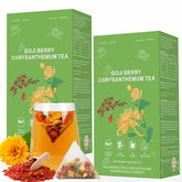 XICOFISS Goji Berry Chrysanthemum Tea box shown for daily liver wellness routine.
