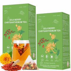 XICOFISS Goji Berry Chrysanthemum Tea box shown for daily liver wellness routine.