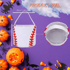 XinblueCo canvas Easter basket with baseball print for festive occasions.