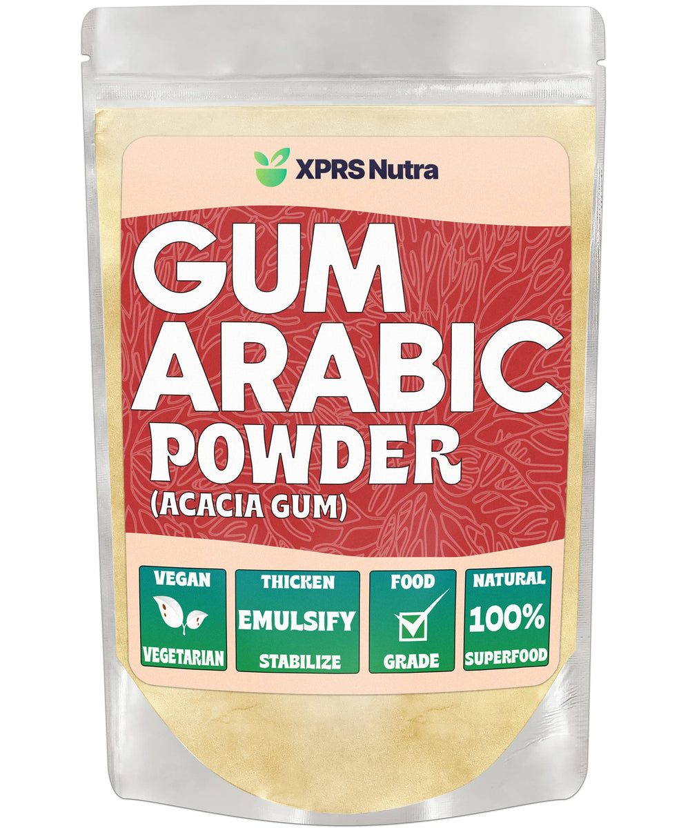 XPRS Nutra Gum Arabic powder in 4oz packaging for easy storage and quick use
