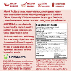 Scoop of XPRS Nutra Monk Fruit Extract Powder for precise low-carb measurements.