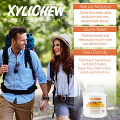 Front-of-pack shot of Xylichew highlighting gluten-free and aspartame-free formula