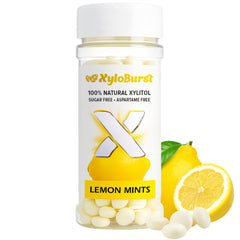 XyloBurst lemon mint jar front promotes fresh breath on the go