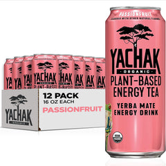Yachak Passionfruit Yerba Mate can front with bold energy and label details