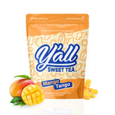 Y’all Sweet Tea Mango Tango tea bags ready to brew bold mango iced tea.