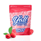 Y’all Sweet Tea Raspberry bottle pour highlighting bold berry flavor for gatherings.