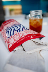 Y’all Sweet Tea Raspberry tea bags pack ready to brew a full gallon.