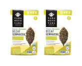 Yamamotoyama Organic Decaf Genmaicha cup with steam, showcasing smooth, caffeine-free green tea flavor.